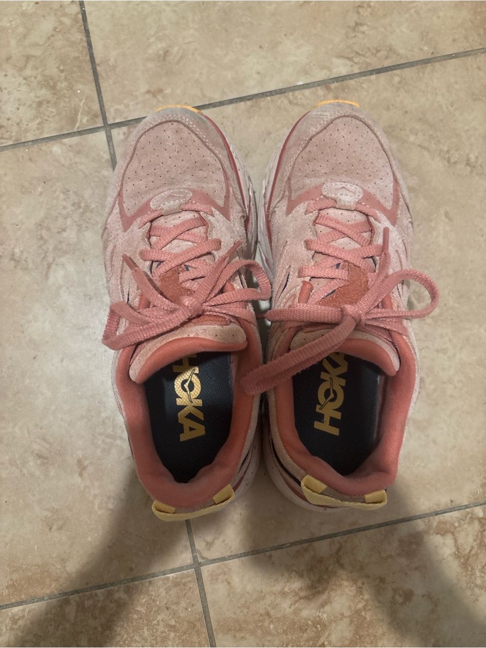 Hoka Women's Rose Pink & Yellow Athletic Sneakers